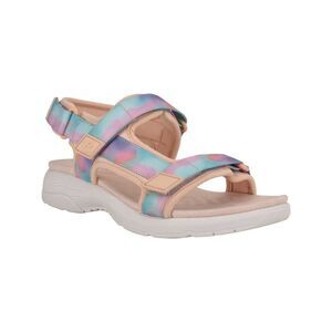 NWT EASY MOTION Womens Pink Tie-Dye Pattern Tabata Almond Toe Sandals 6.5 M